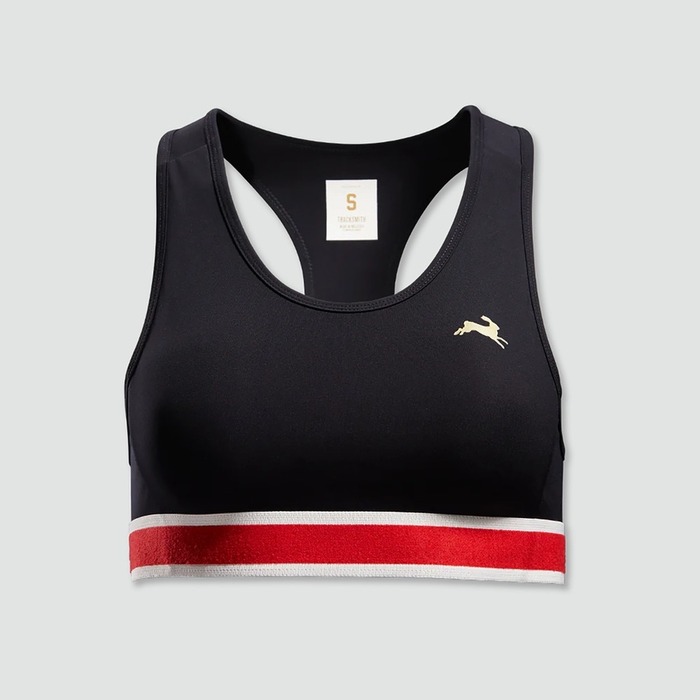 Tracksmith Womens Black/ Red Running Bra Sz XS